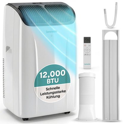 SereneLife Klimaanlage Mobil 12000 BTU – Kleine Klimaanlage für Zimmer bis 21 m² | Kühlung, Entfeuchter & Ventilator | 51 dB